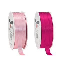 Foto van Glorex hobby - satijn cadeau inpak deco sierlint - 2 tinten roze - 25 meter x 1 cm - cadeaulinten