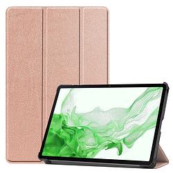 Foto van Basey samsung galaxy tab s9 plus hoes case met s pen uitsparing - samsung tab s9 plus hoesje book cover - rosé goud