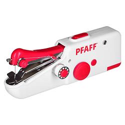 Foto van Pfaff stitch sew quick mini handnaaimachine - wit/rood - werkt op batterijen