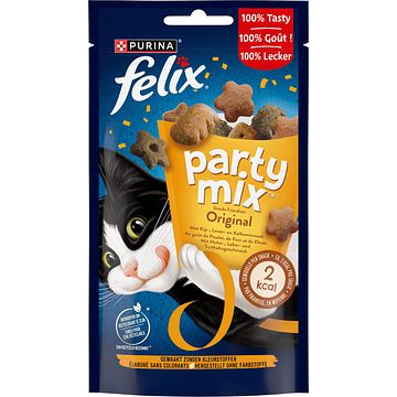 Foto van Felix® party mix original met kip, lever & kalkoensmaak kattensnacks 60g bij jumbo