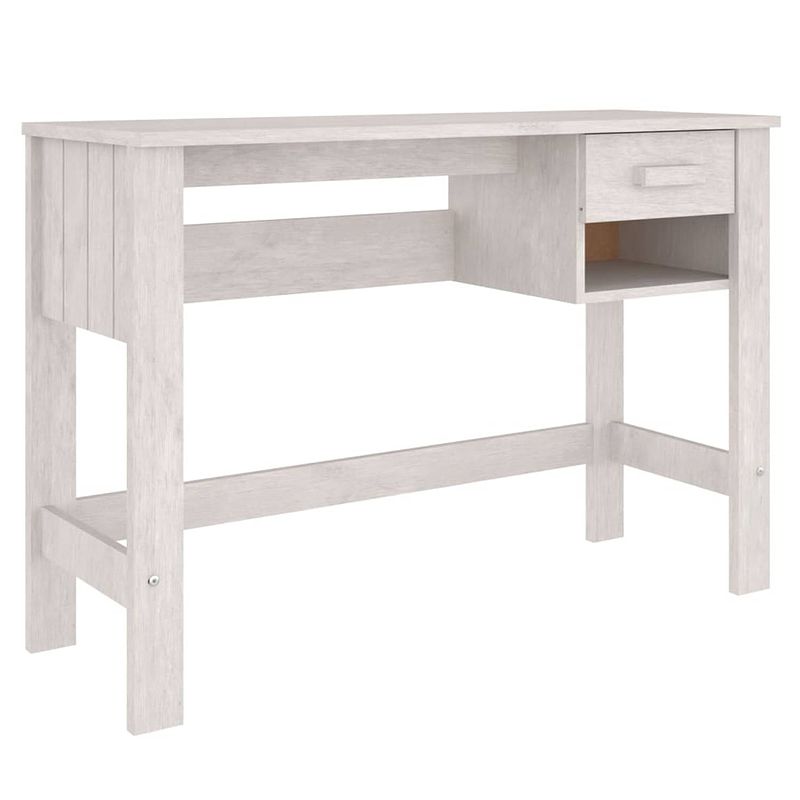 Foto van The living store hamar bureau - wit - 110x40x75 cm - massief grenenhout