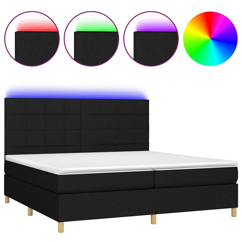 Foto van The living store bed - boxspring - 203 x 200 cm - led - pocketvering matras - huidvriendelijk