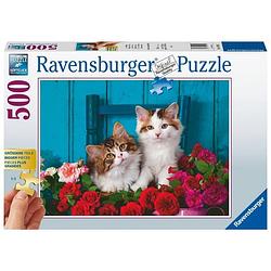 Foto van Ravensburger puzzel katjes en rozen 500 stukjes