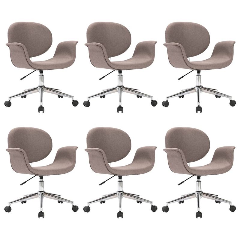 Foto van The living store eetkamerstoelen draaibaar - set van 6 - taupe - 67 x 62 x 80-87.5 cm