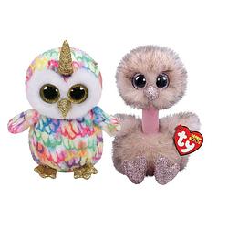 Foto van Ty - knuffel - beanie boo's - enchanted owl & henna ostrich