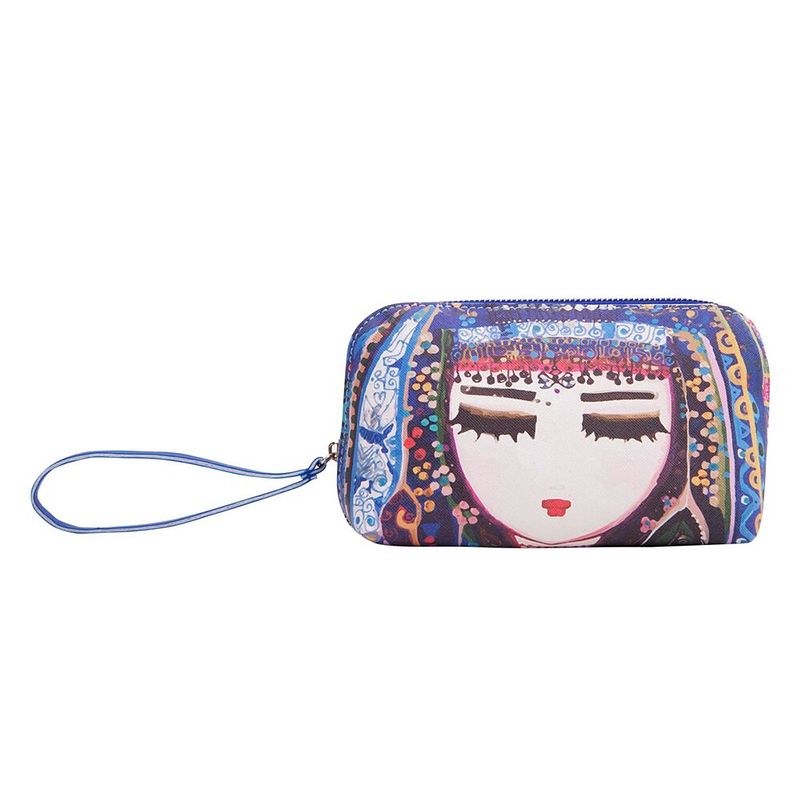 Foto van Biggdesign make up tasje - make up etui - toilettas dames - blauw - kunstleer - 16.5x11x7.5cm