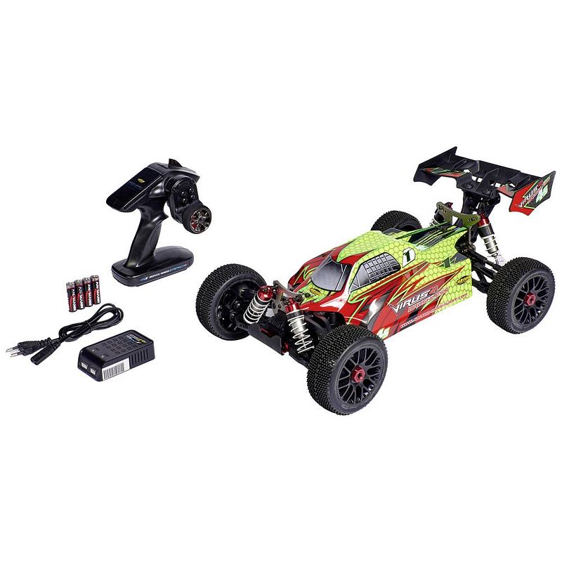 Foto van Carson rc sport virus 4.1 neon-geel brushless 1:8 rc auto elektro buggy 4wd rtr 2,4 ghz