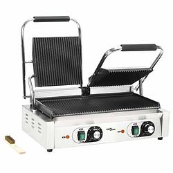 Foto van Vidaxl panini grill dubbel gegroefd 3600 w 58x41x19 cm