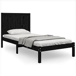 Foto van Vidaxl bedframe massief grenenhout zwart 90x200 cm