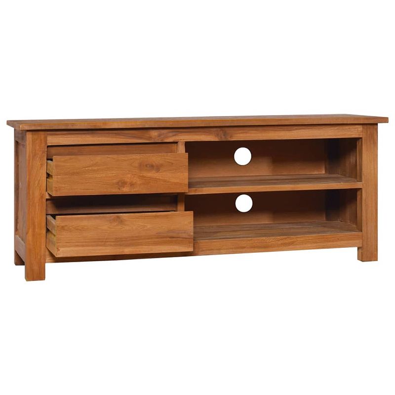 Foto van The living store teak tv-meubel - massief teakhout - 100 x 30 x 40 cm - opbergruimte