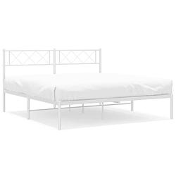 Foto van Vidaxl bedframe met hoofdbord metaal wit 150x200 cm