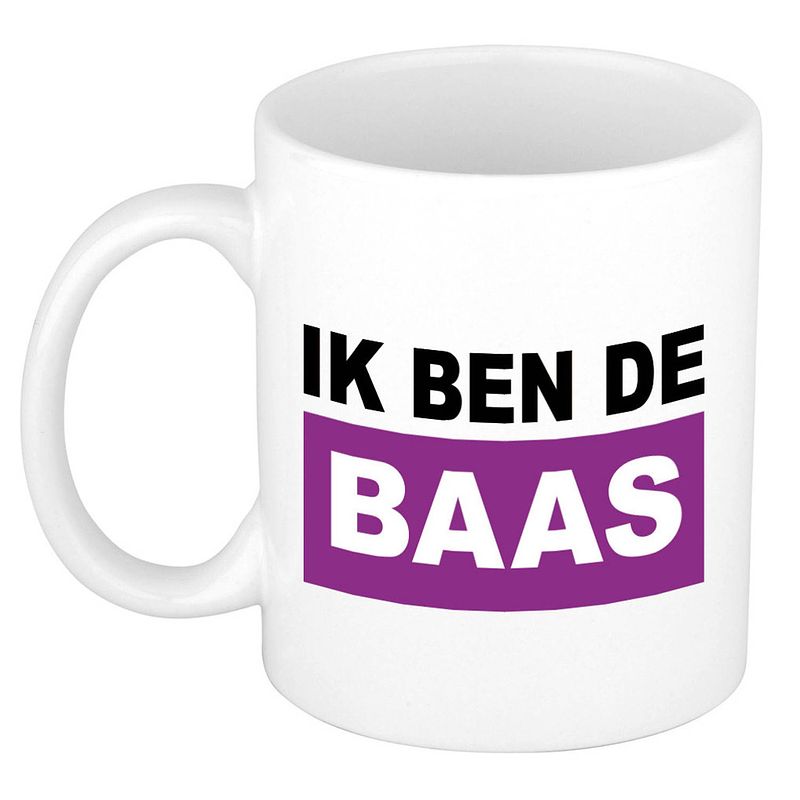 Foto van Bellatio decorations cadeau mok voor baas - paars - grappig - keramiek - 300 ml - boss - feest mokken