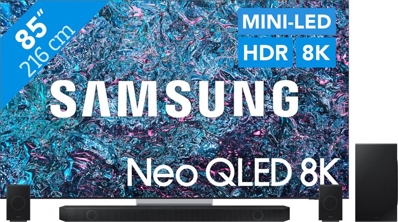 Foto van Samsung neo qled 8k 85qn900d (2024) + soundbar