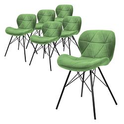 Foto van Ml-design set van 6 eetkamerstoelen met rugleuning, groen, keukenstoel met fluwelen bekleding, gestoffeerde stoel met