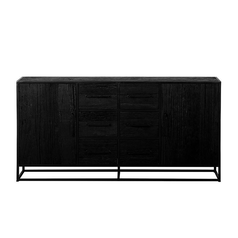 Foto van Giga meubel dressoir zwart - hout / ijzer - 180cm - dressoir pure black