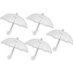 Foto van 5 stuks paraplu transparant plastic paraplu'ss 100 cm - doorzichtige paraplu - trouwparaplu - bruidsparaplu - stijlvol -