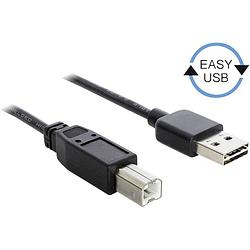 Foto van Delock usb-kabel usb 2.0 usb-a stekker, usb-b stekker 3.00 m zwart stekker past op beide manieren, vergulde steekcontacten, ul gecertificeerd 83360