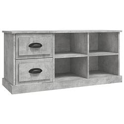 Foto van The living store tv-meubel betongrijs - 102 x 35.5 x 47.5 cm - met lades - open vakken