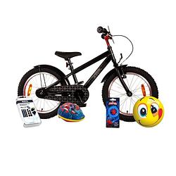 Foto van Volare kinderfiets spider-man - 18 inch - zwart - inclusief fietshelm en accessoires