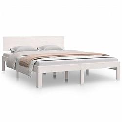 Foto van The living store bedframe - massief grenenhout - 195.5 x 143.5 x 69.5 cm - wit