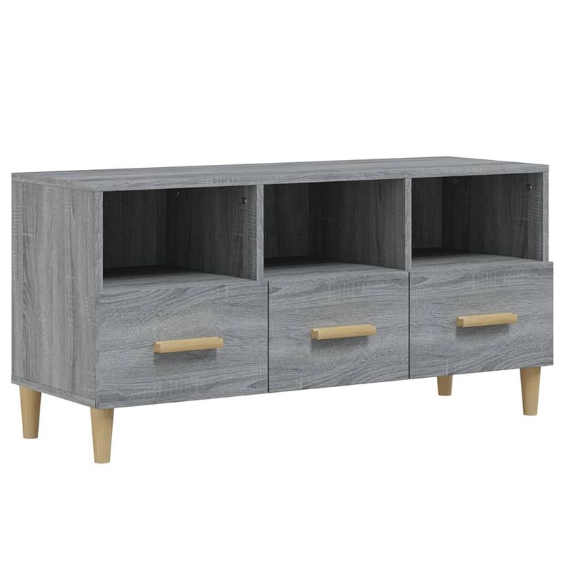 Foto van The living store tv-meubel - moderne media - 102 x 36 x 50 cm - kleur- grijs sonoma eiken