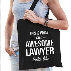 Foto van Awesome lawyer / advocate cadeau tas zwart voor dames - feest boodschappentassen