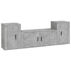 Foto van The living store klassiek betongrijs tv-meubelset - 1x 100x34.5x40cm - 2x 40x34.5x60cm - wandgemonteerd