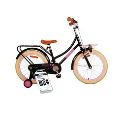 Foto van Volare kinderfiets excellent - 18 inch - zwart/roze - inclusief ways bandenplakset