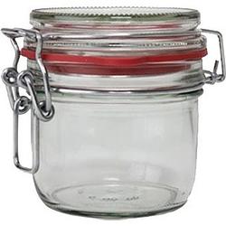 Foto van 1x glazen confituren pot/weckpot 200 ml met beugelsluiting en rubberen ring - weckpotten