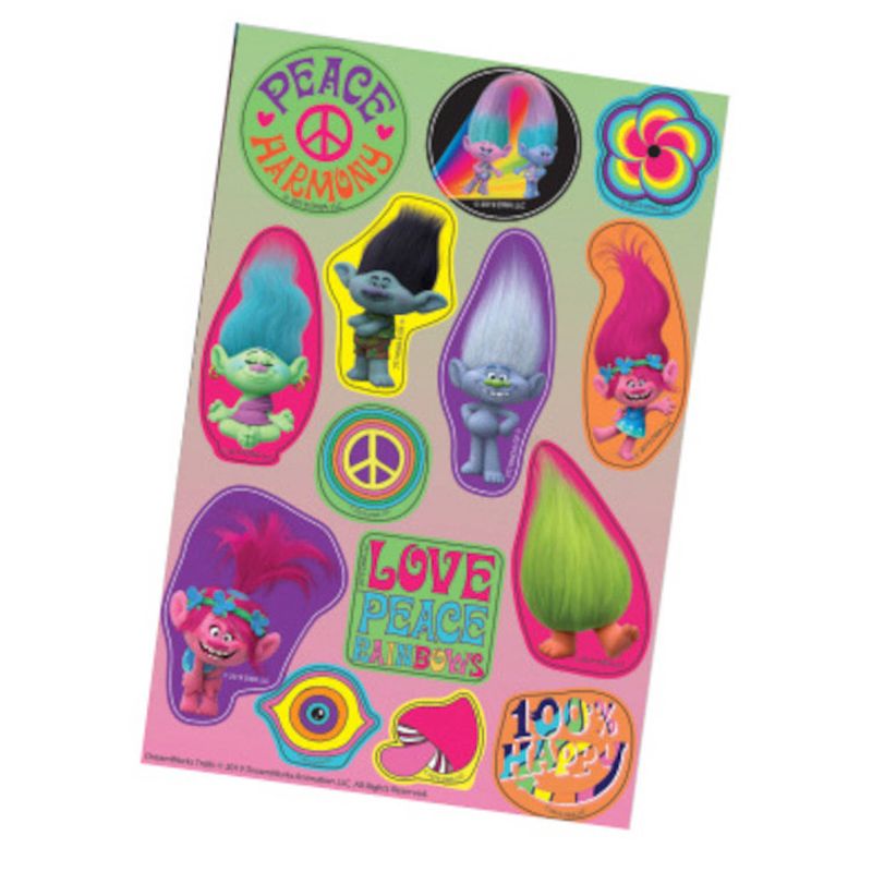 Foto van Dreamworks stickers trolls junior papier roze/groen