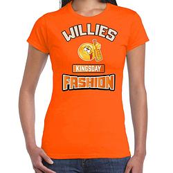 Foto van Oranje koningsdag t-shirt - willies kingsday fashion - dronken - dames l - feestshirts