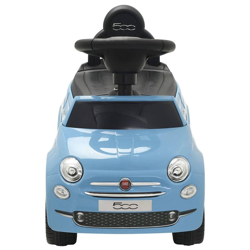 Foto van The living store fiat 500 loopauto - blauw - 60 x 28 x 38 cm - geschikt van 12 tot 36 maanden - draagvermogen 25 kg