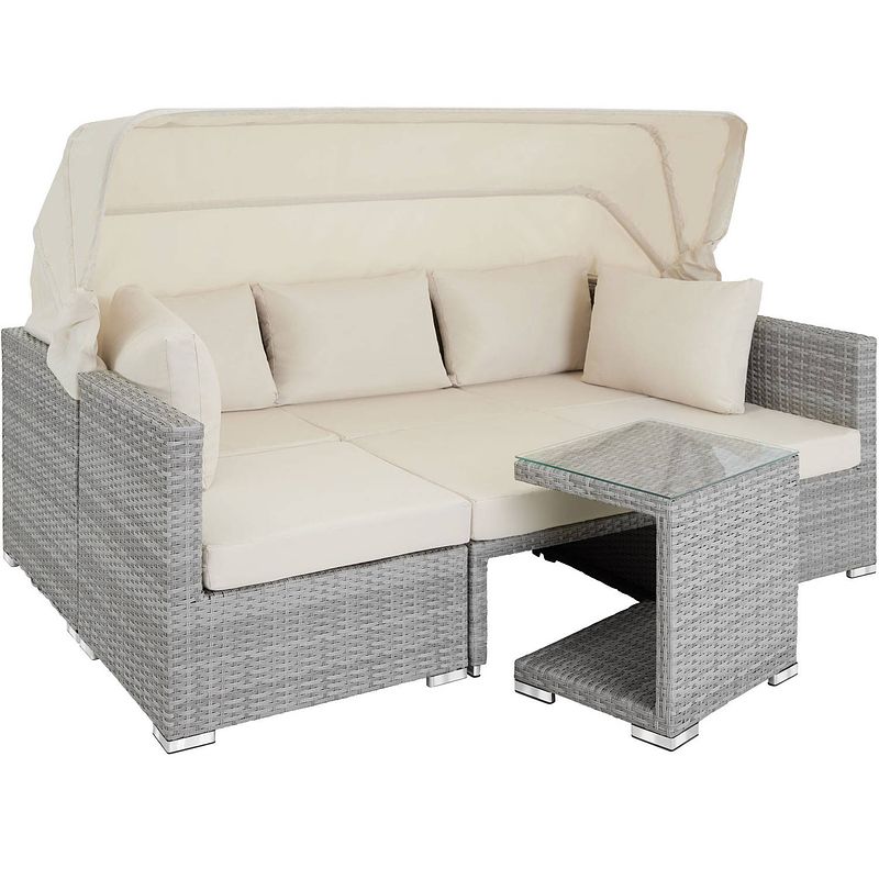 Foto van Tectake - wicker loungeset loungebank tuinset san marino - lichtgrijs - 403712