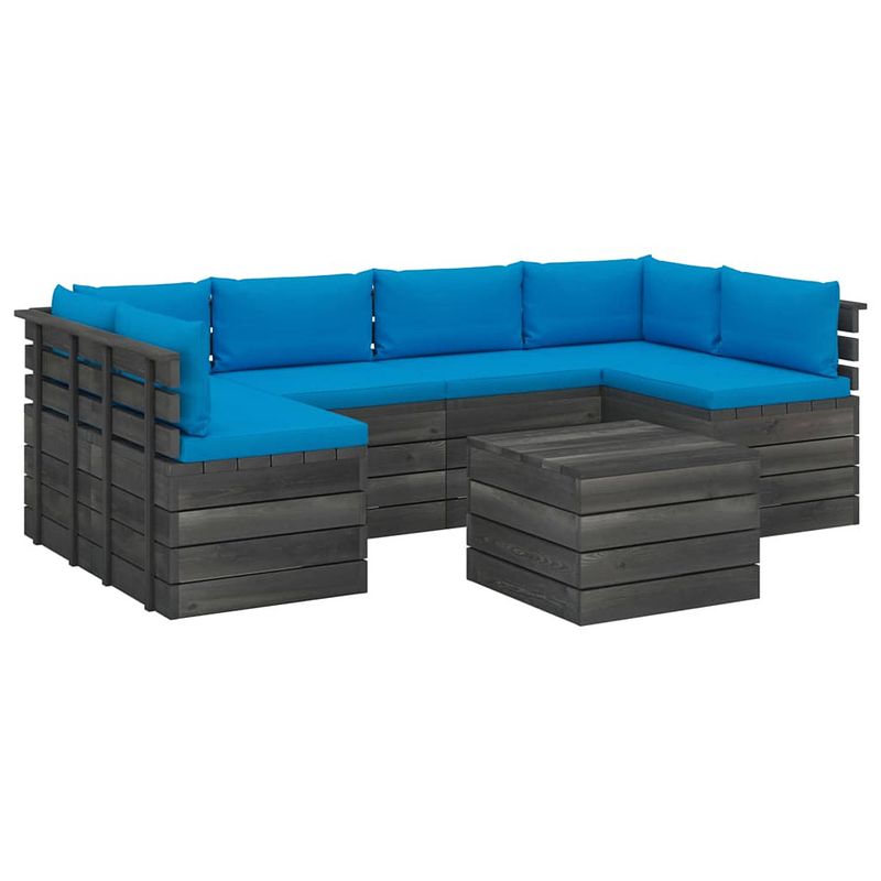 Foto van Vidaxl 7-delige loungeset met kussens pallet massief grenenhout