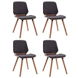 Foto van The living store eetkamerstoelen - grijs - stijlvolle set van 4 - gevoerde stof - houten frame - afmeting- 48x62.5x85cm