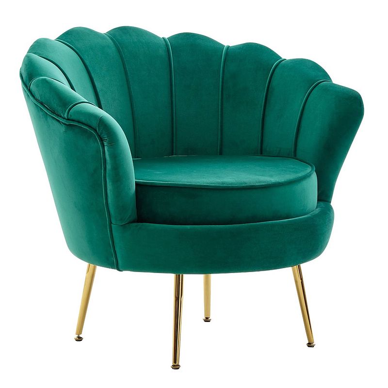 Foto van 24designs pearl fauteuil - groen velvet - goud metalen onderstel