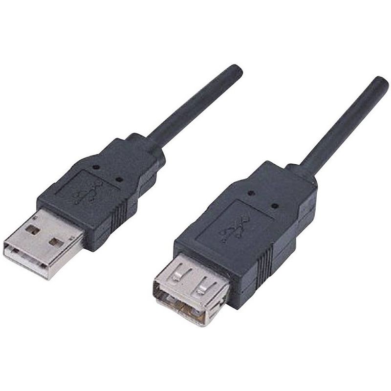 Foto van Manhattan usb-kabel usb 2.0 usb-a stekker, usb-a bus 1.80 m zwart vergulde steekcontacten, ul gecertificeerd 338653-cg