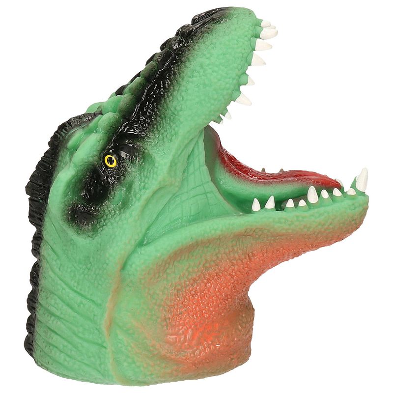 Foto van Rubberen dino world handpop groen - speelfiguren