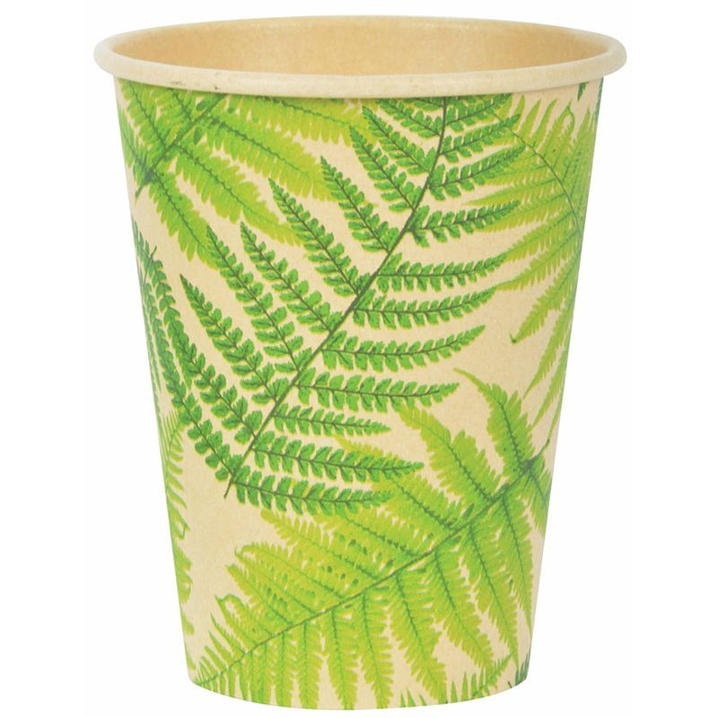 Foto van Varenblad jungle eco thema bekers 30x stuks 350 ml - feestbekertjes