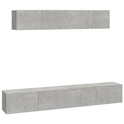 Foto van The living store tv-meubelset - betongrijs - 80x30x30 cm - 100x30x30 cm