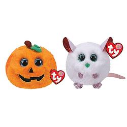 Foto van Ty - knuffel - teeny puffies - halloween pumpkin & christmas mouse