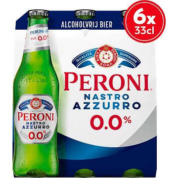 Foto van Peroni nastro azzurro 0,0% flessen 6 x 330ml aanbieding bij jumbo | 2e halve prijs