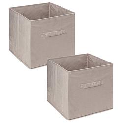 Foto van Opbergmand/kastmand - 2x stuks - 29 liter - beige - 31 x 31 x 31 cm - opbergmanden