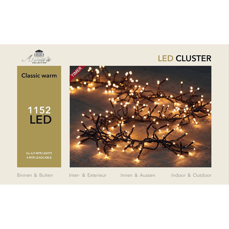 Foto van Led classic cluster lights 1152l/6,9m - 4m aanloopsnoer zwart - bi-bui trafo anna's collection