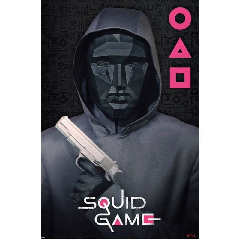 Foto van Pyramid squid game mask man poster 61x91,5cm