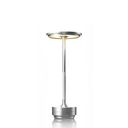 Foto van Goliving tafellamp op accu - oplaadbaar en dimbaar - spatwaterbestendig - energiezuinig - hoogte 27 cm - zilver