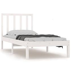 Foto van The living store bedframe - houten - 205.5 x 96 x 100 cm - wit