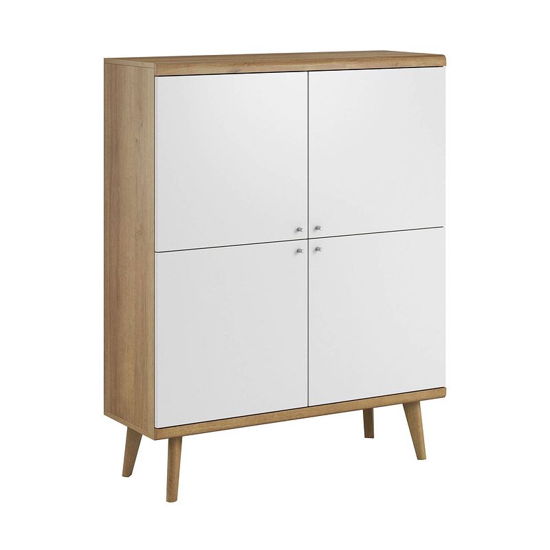 Foto van Meubella - dressoir primavera - wit - licht eiken - 107 cm - hoog