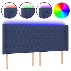 Foto van Vidaxl hoofdbord led 183x16x118/128 cm stof blauw