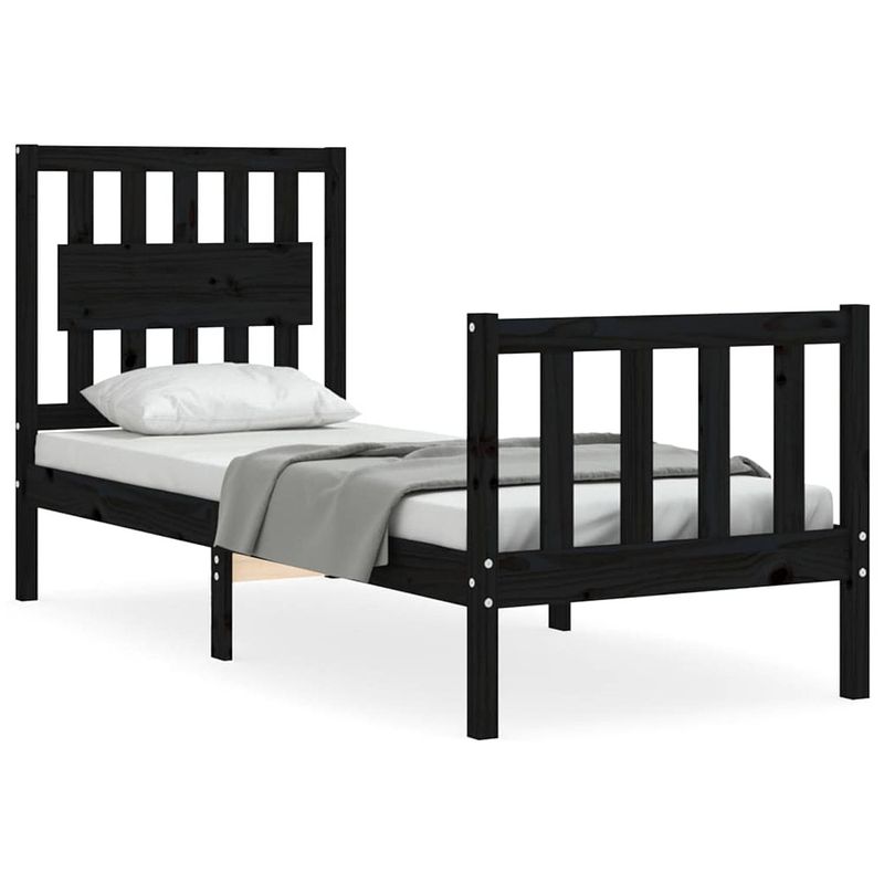 Foto van The living store bedframe grenenhouten - 195.5 x 80.5 x 100 cm - zwarte kleur